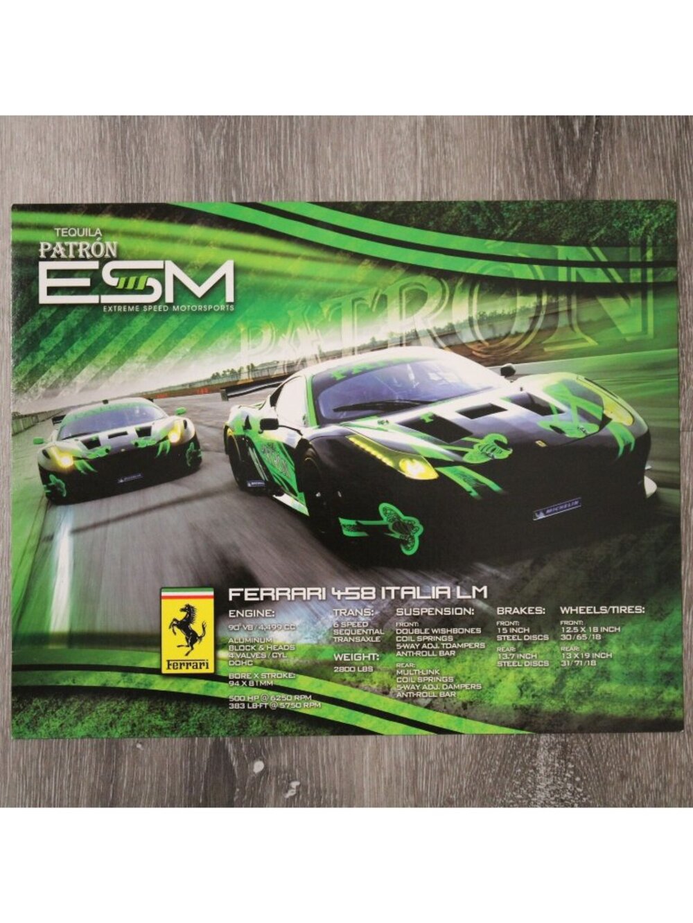 Extreme Speed Motorsports Tequila Patron Ferrari 458 Italia LM Team Card 2012